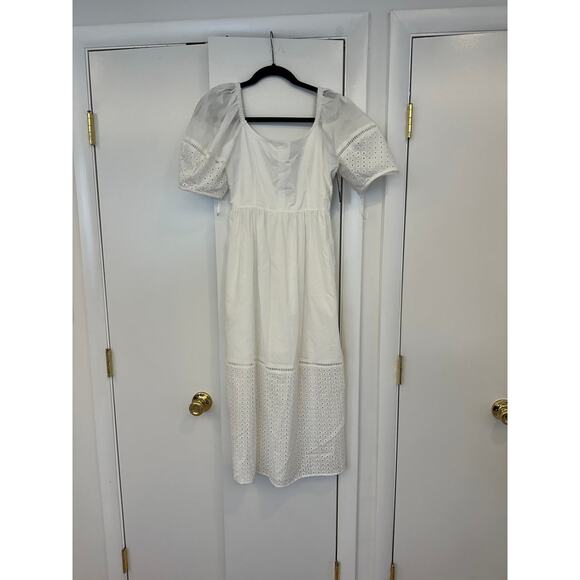 LA LIGNE Broderie anglaise-trimmed cotton-voile midi dress NWT size XS - Picture 3 of 9